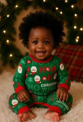 Little Town Little Town Baby Matching Family Christmas Pajamas Green (NO RETURNS OR EXCHANGE ON THIS PRODUCT) - 12900 in warri, delta state, Nigeria