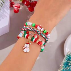 Little Town Little Town 4-Piece Christmas Bracelets Set-Multicolor - White/Red Snow Man  (NO RETURN OR EXCHANGE ON THIS PRODUCT) - 6200 in warri, delta state, Nigeria